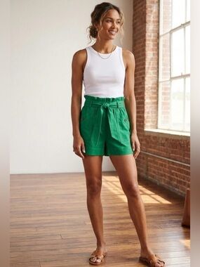 J.Crew Green Paperbag Waist Tie Shorts